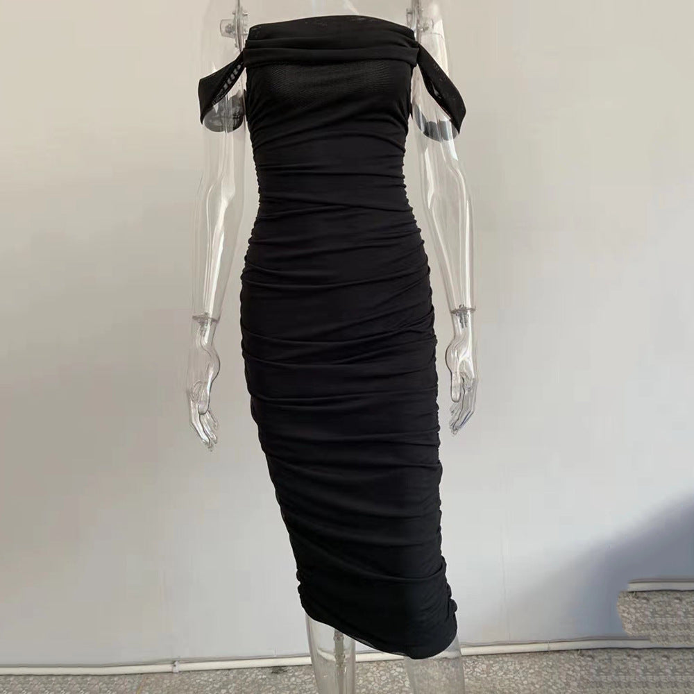 Summer Women Off Shoulder Solid Long Dress 11