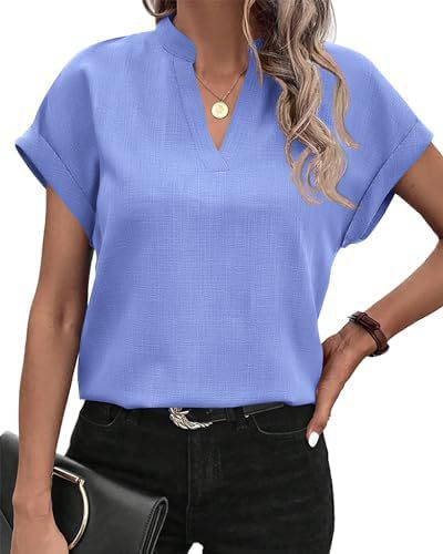 Women summer V-neck short-sleeved shirt 13