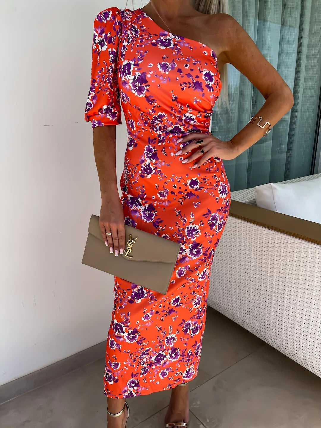 Women sexy off shoulder print dress 9