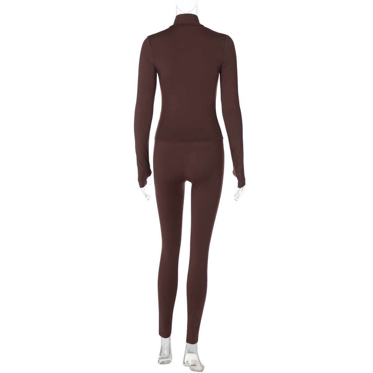 Autumn  winter fashion zipper high collar long sleeve top slim sports yoga pants two piece set 11