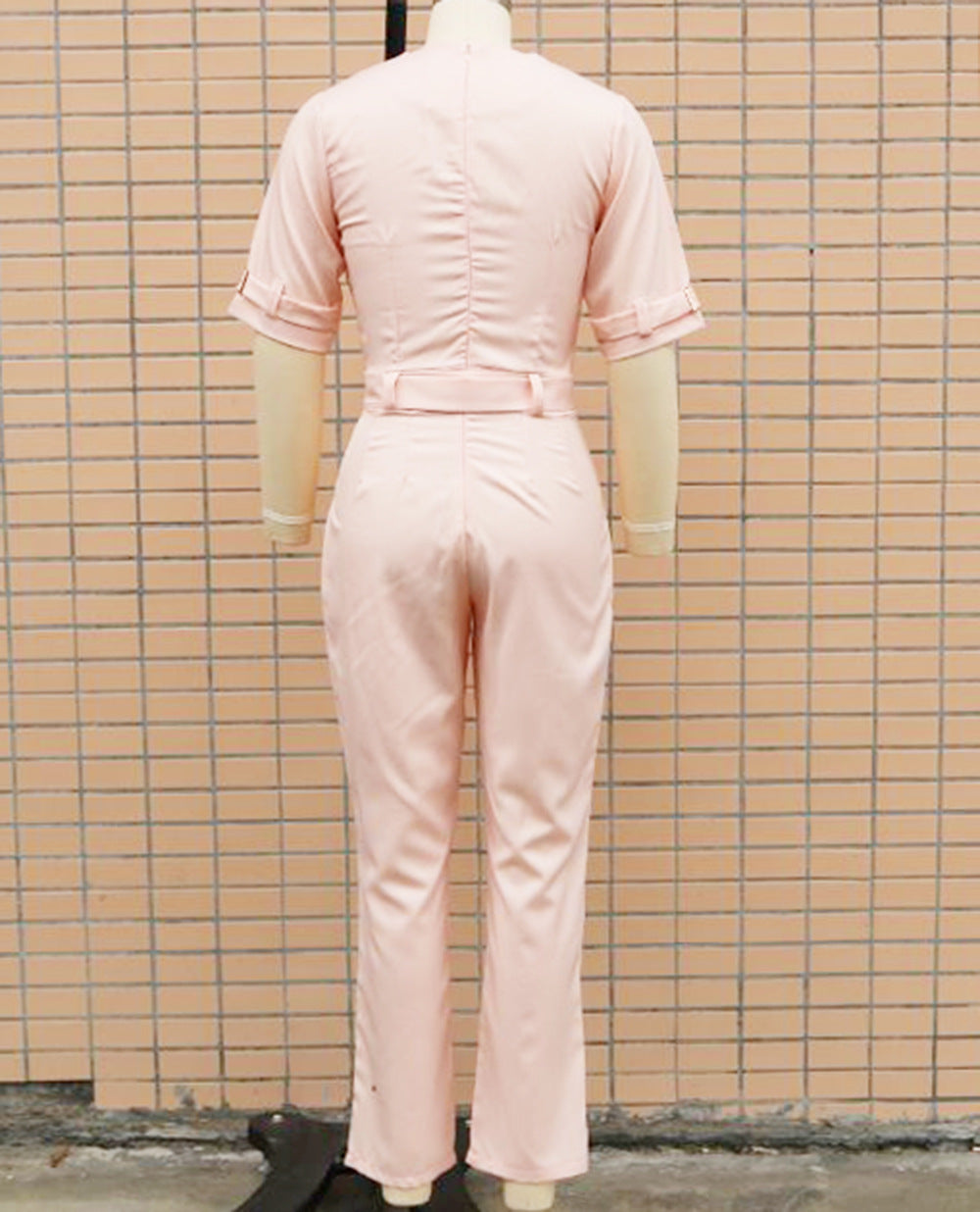 Spring/Summer Fit Turndown Collar Short Sleeve Professional Ol Jumpsuit 25