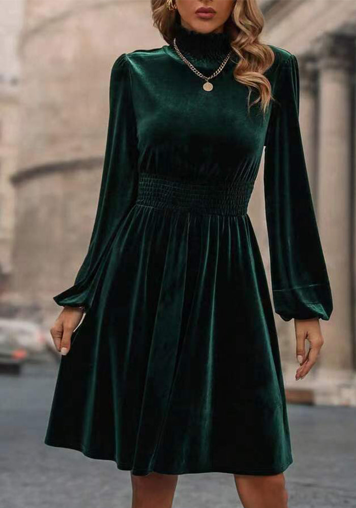 Women Velvet Long Sleeve Dress