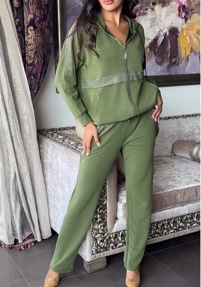 Autumn Winter Casual Long-Sleeved Hoodies Trousers 2-Piece Set