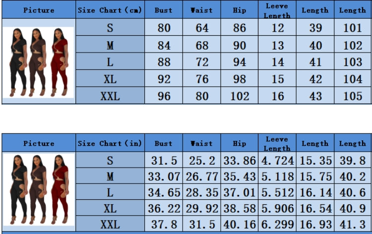 Women Summer Brown Sexy V-neck Short Sleeves High Waist Solid Hollow Out Skinny Two Piece Pants Set 9