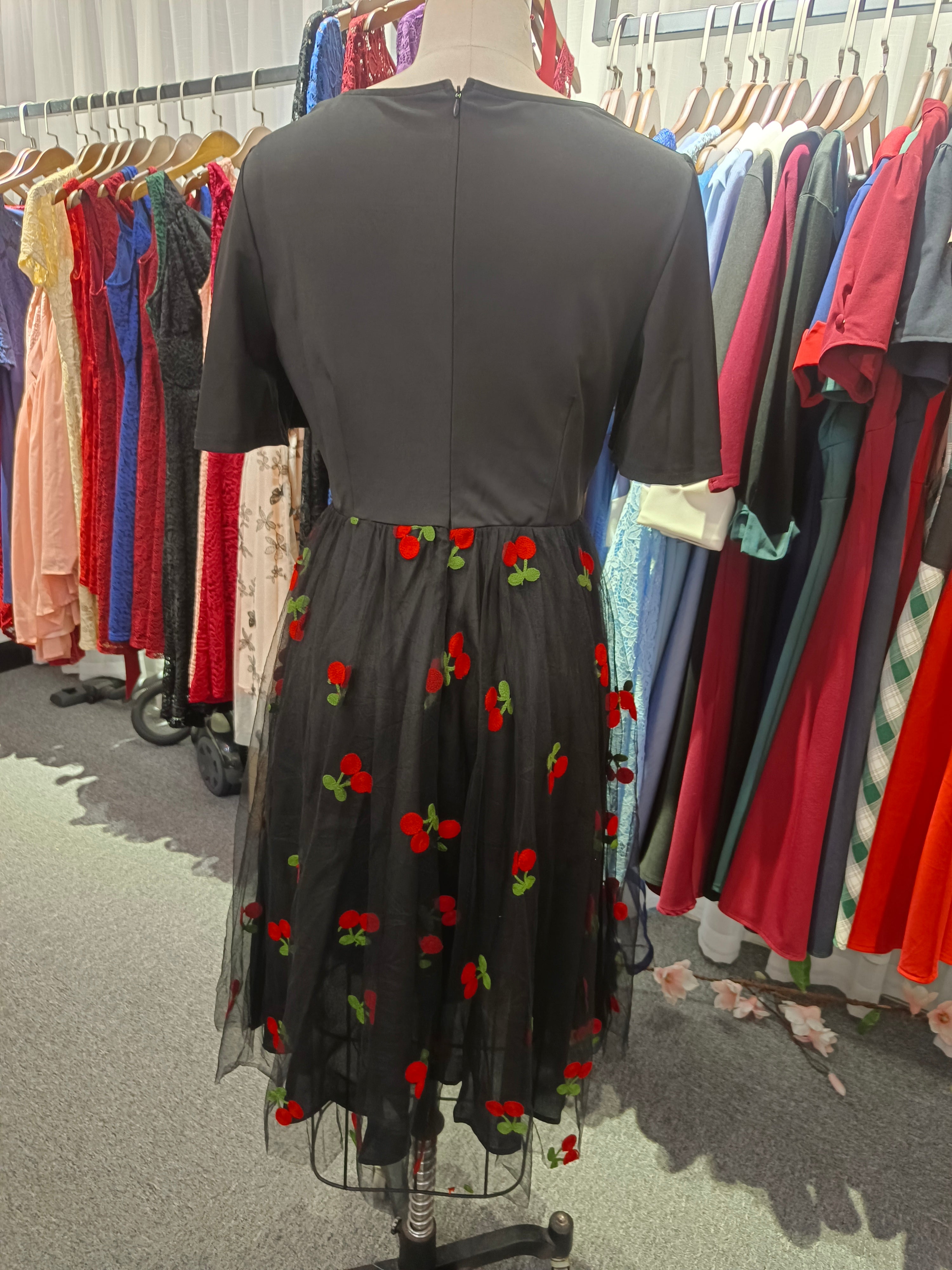 Summer Wear Embroidered Mesh Patchwork Midi A-Line Dress Women's Clothing 9