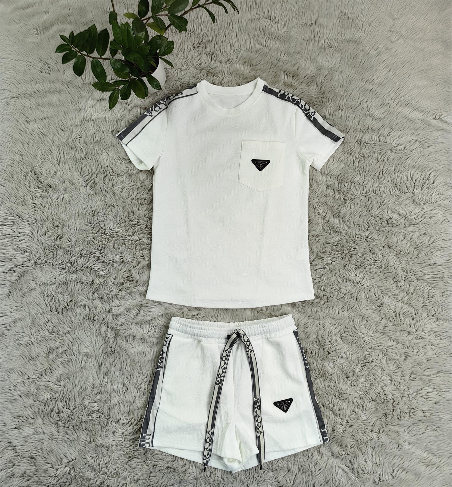 Women embossed short sleeve Top and shorts two-piece set 9