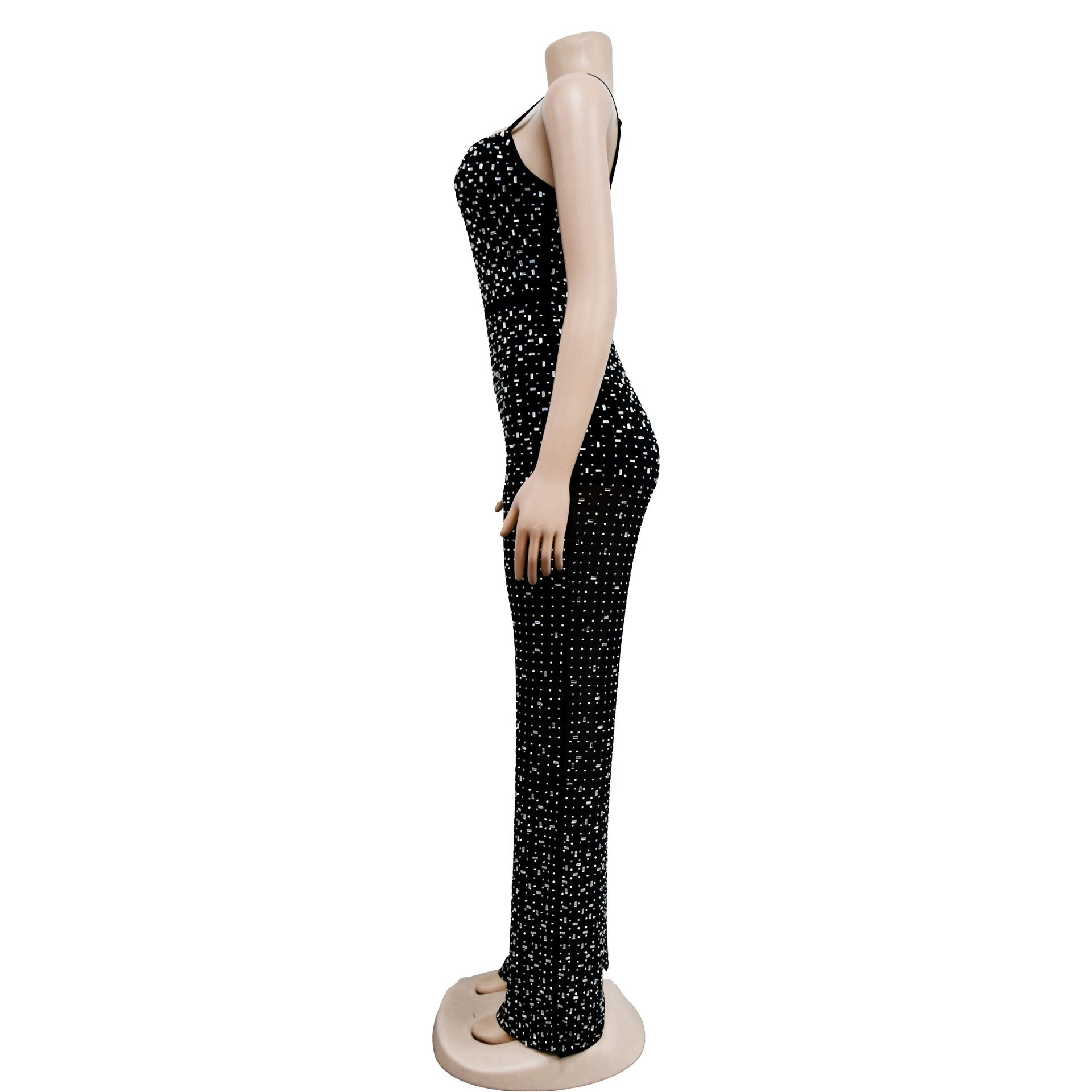 Ladies' Fashion Beaded Mesh Sleeveless Jumpsuit 13