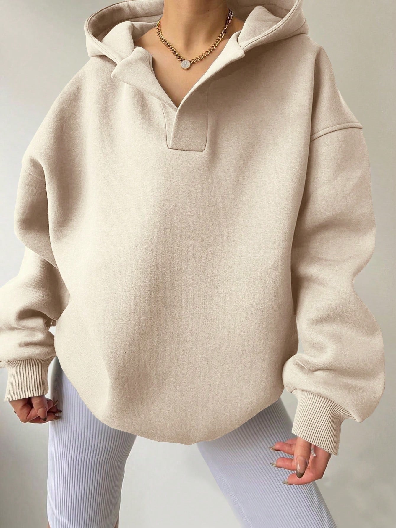 Autumn And Winter Women's Sweatshirts Solid Color Long-Sleeved Hooded Loose Hoodies For Women 9