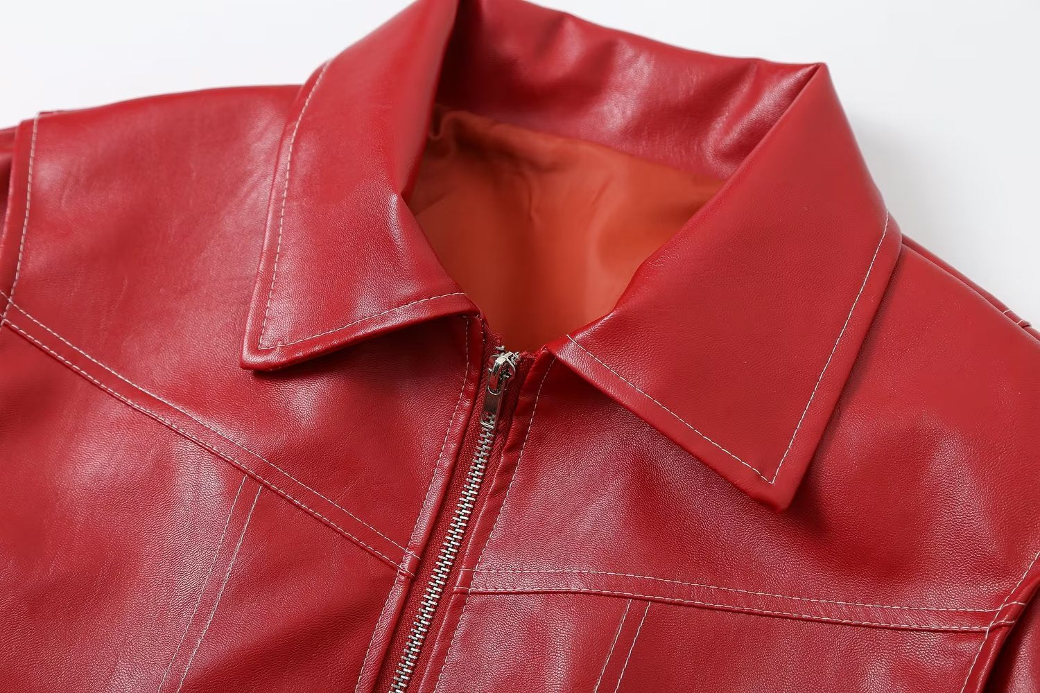 Autumn Women's Retro Stand Collar Leather Jacket 15