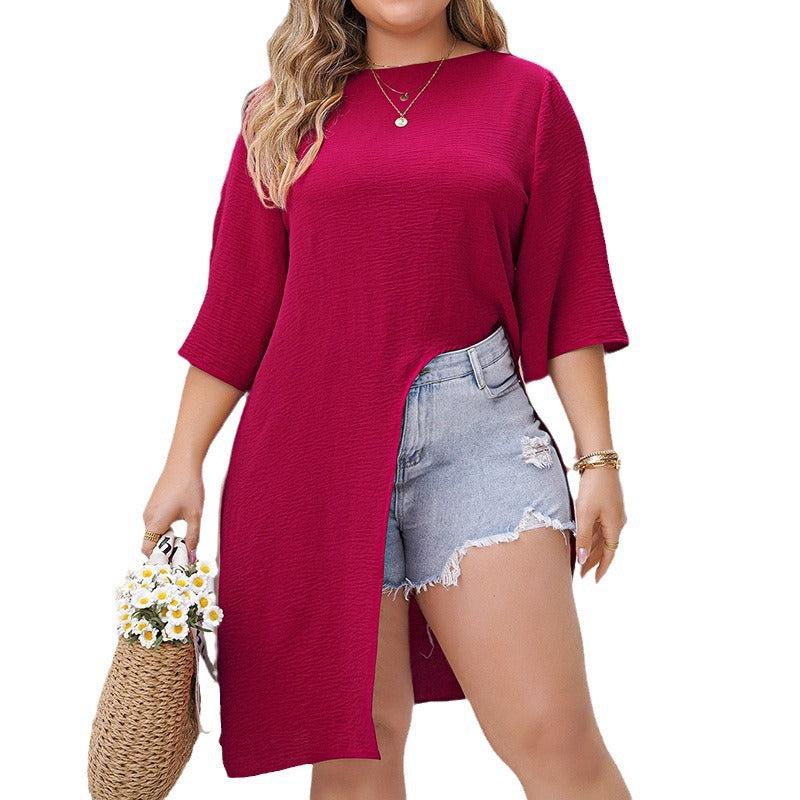 Plus Size Women Summer Round Neck Loose T-Shirt Top 6