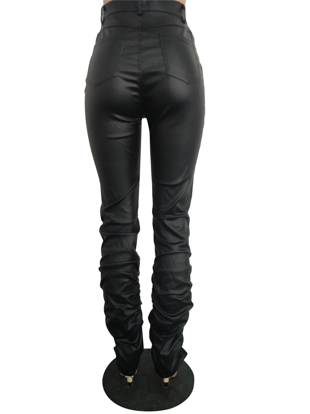 Sexy Black Leather High Waist Party Pants 3