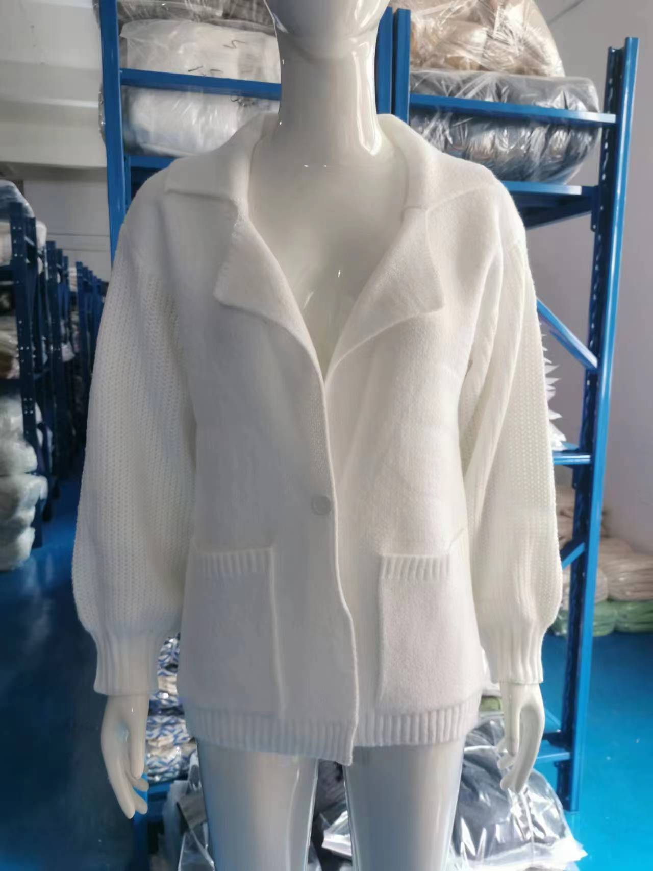 Solid Color Cardigan Turndown Collar Long-Sleeved Knitting Coat Autumn And Winter Fashion Sweater 15