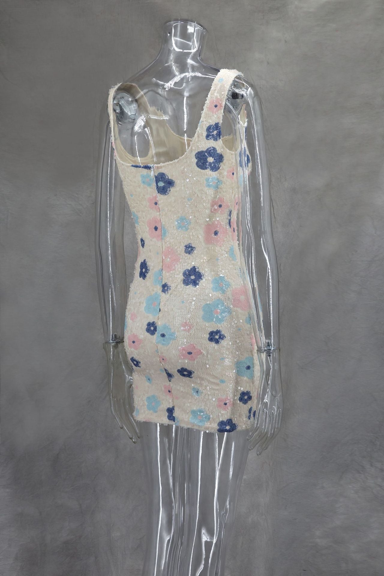 Spring Summer Multi-Color Flower Diamond Plaid Sequin Slit Bodycon Sexy Dress 10