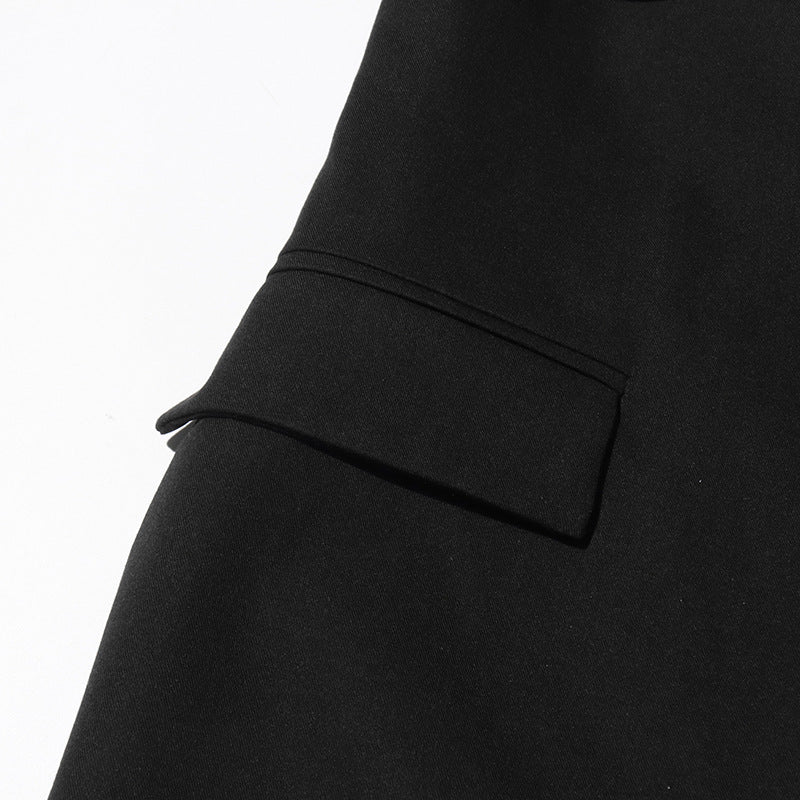 Patchwork Cross Tie Vest Solid Color Sleeveless Blazer for Women 12