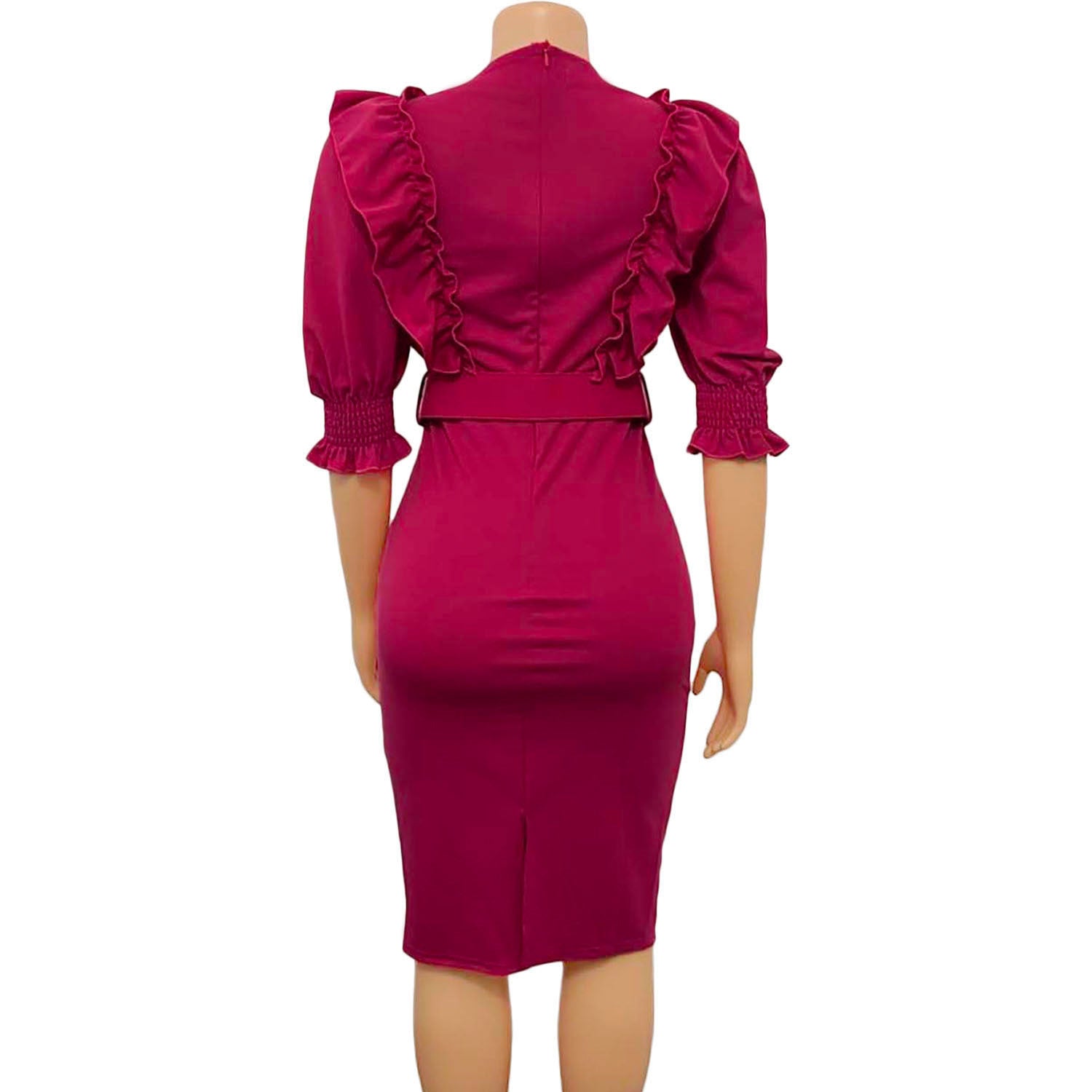 Plus Size African Women Ruffles Short Sleeve Bodycon Dress 7