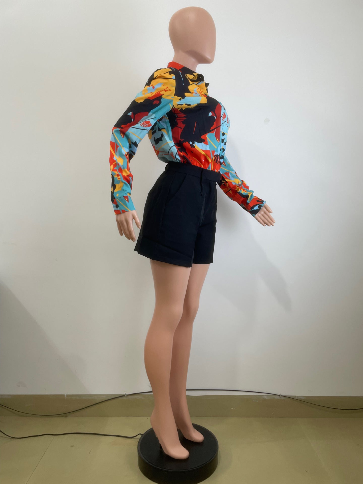 Career Women's Autumn Winter Printed Casual Office Ladies Long-Sleeved Shirts 12