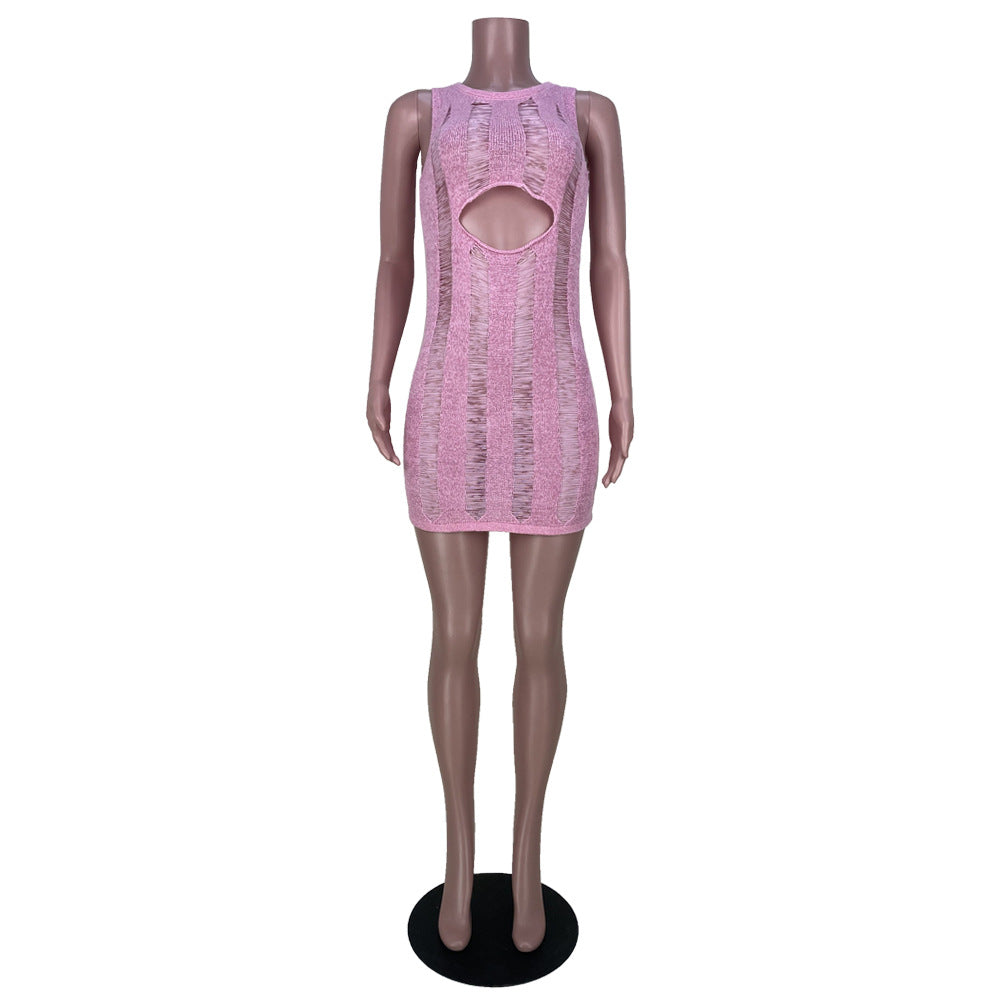 Women Sexy Cutout Sleeveless Round Neck Dress 10