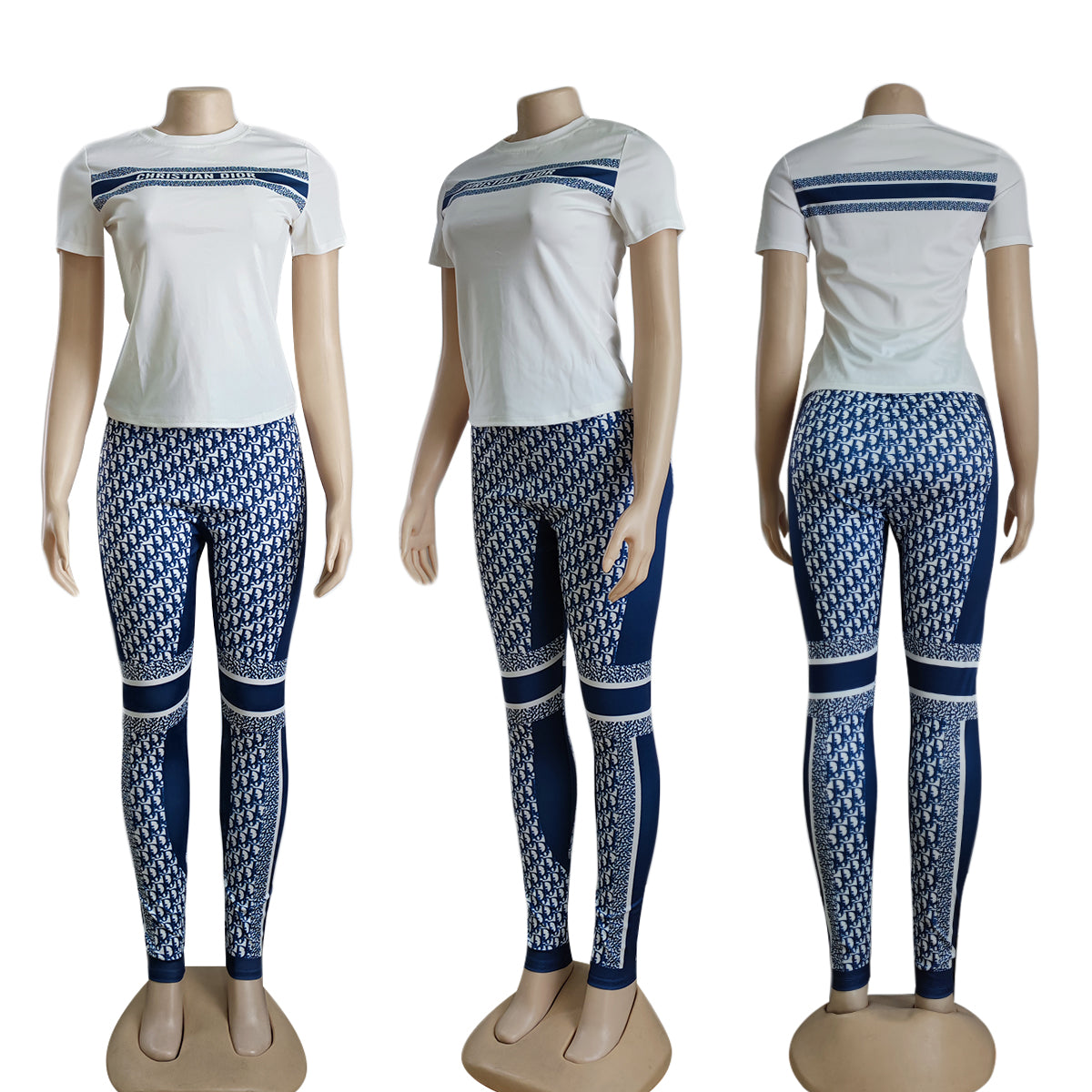 Women printed short-sleeved Top + long pants two-piece set 6