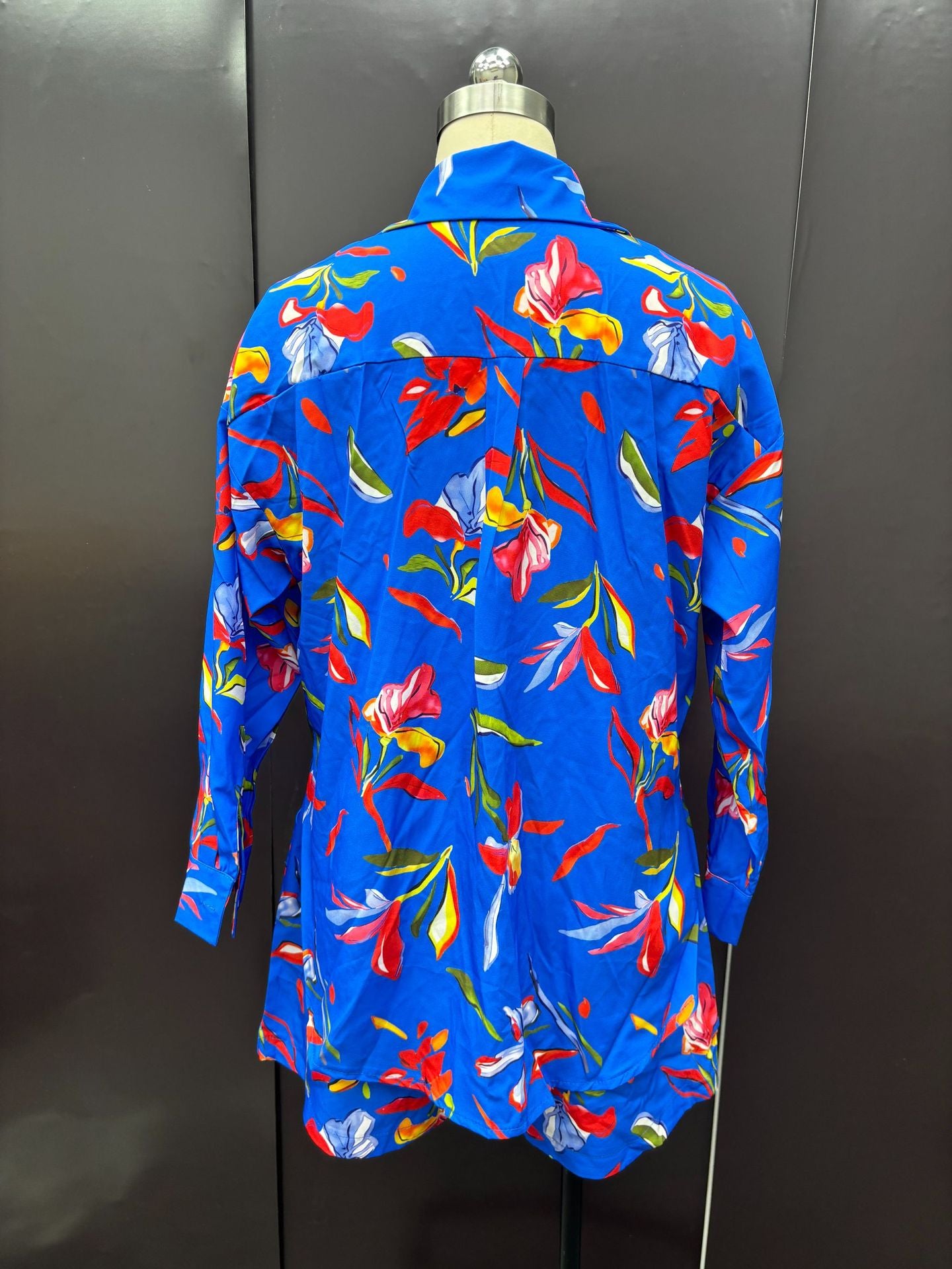 Fall Women Print Long Sleeve Shirt Shorts Women Two-Piece Set 13