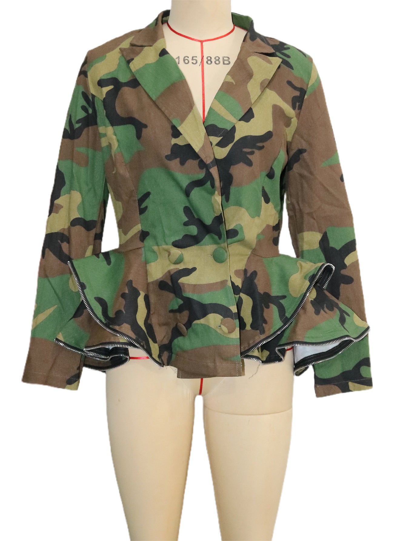 Women's Fashion Camo Print Turndown Collar Double-Breasted Long-Sleeve Outerwear 4