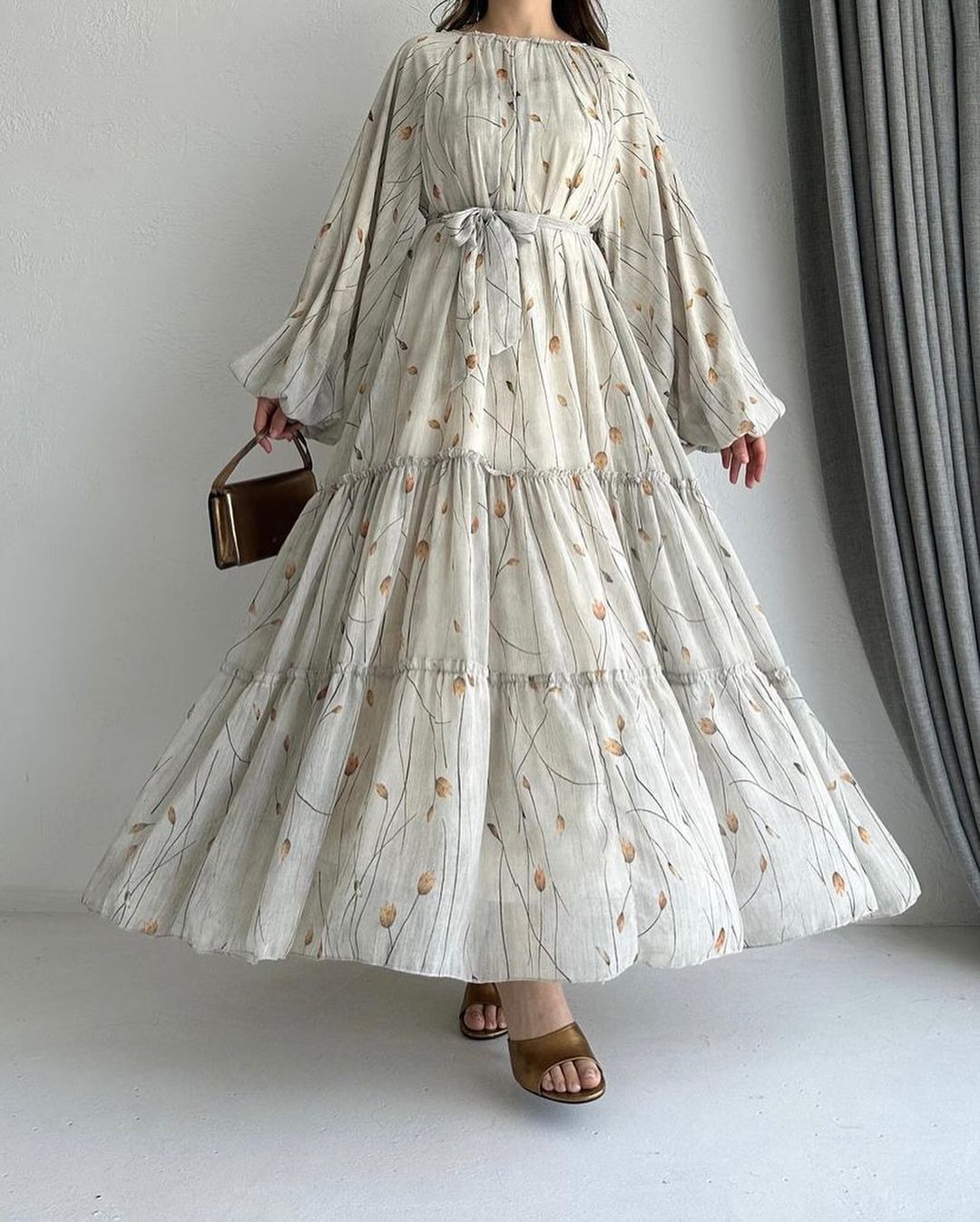 Women Fall Printed Bohemian Maxi Dress 12