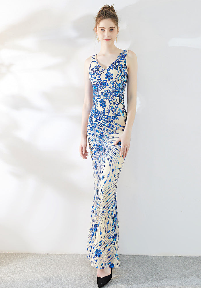 Elegant Long Sequins Plus Size Beauty Formal Party Evening Dress