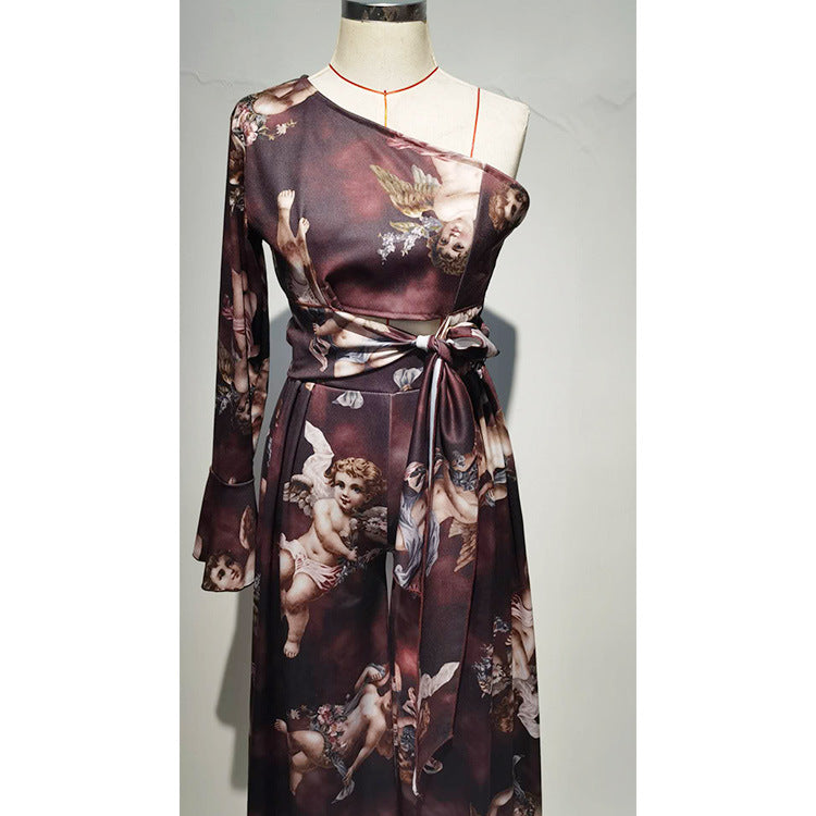 Women's Single Sleeve Print Tie Jumpsuit 18