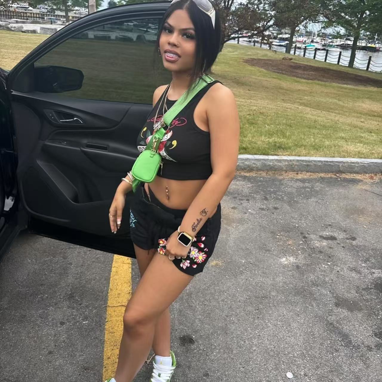 Women Trendy Street Sports Print Top and ShortsTwo Piece Set 4