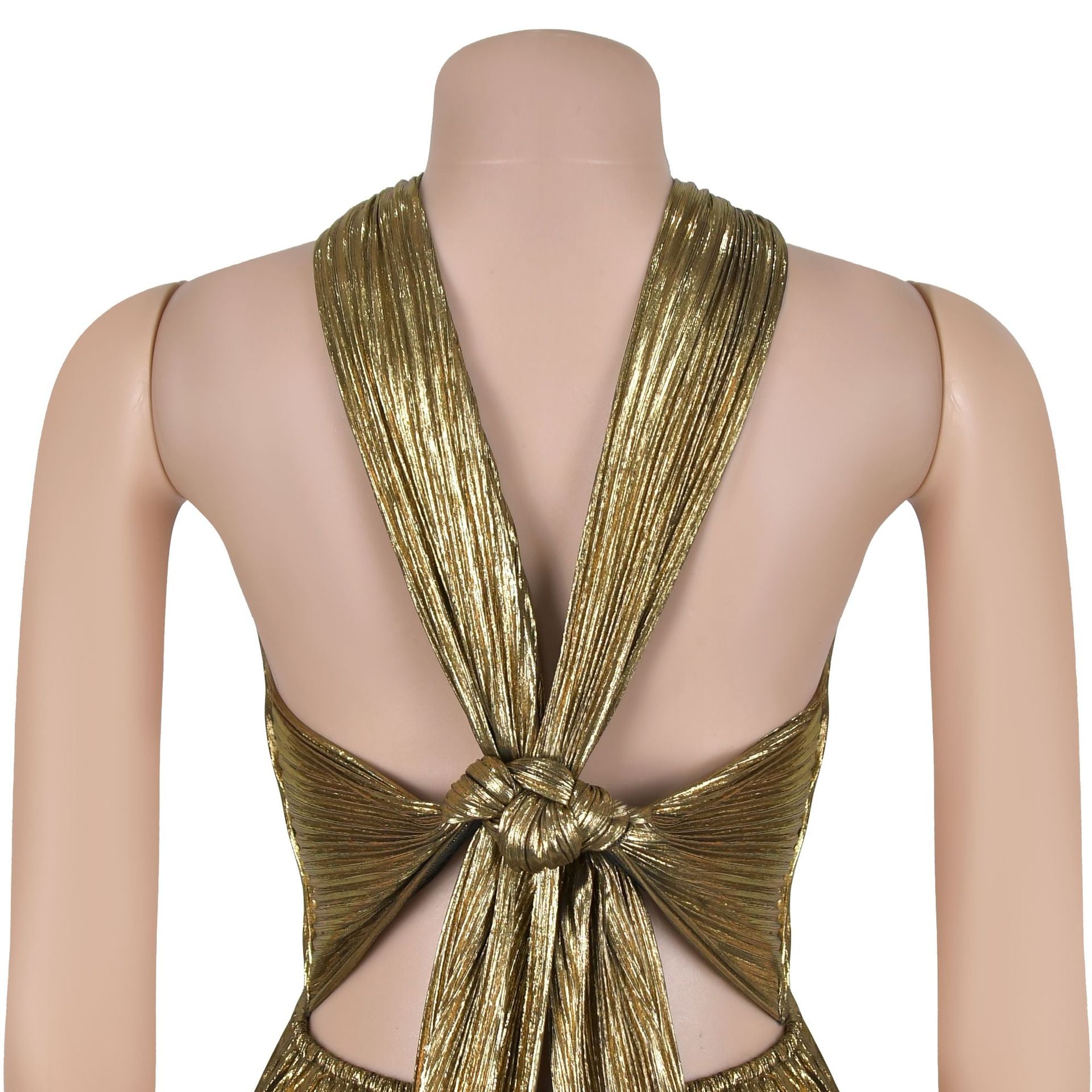 Fashion Women's Elegant Shiny Solid Color Pleated Long Dress 15