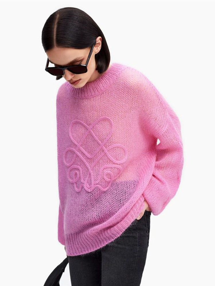 Women Casual Long Sleeve Round Neck Sweater 4