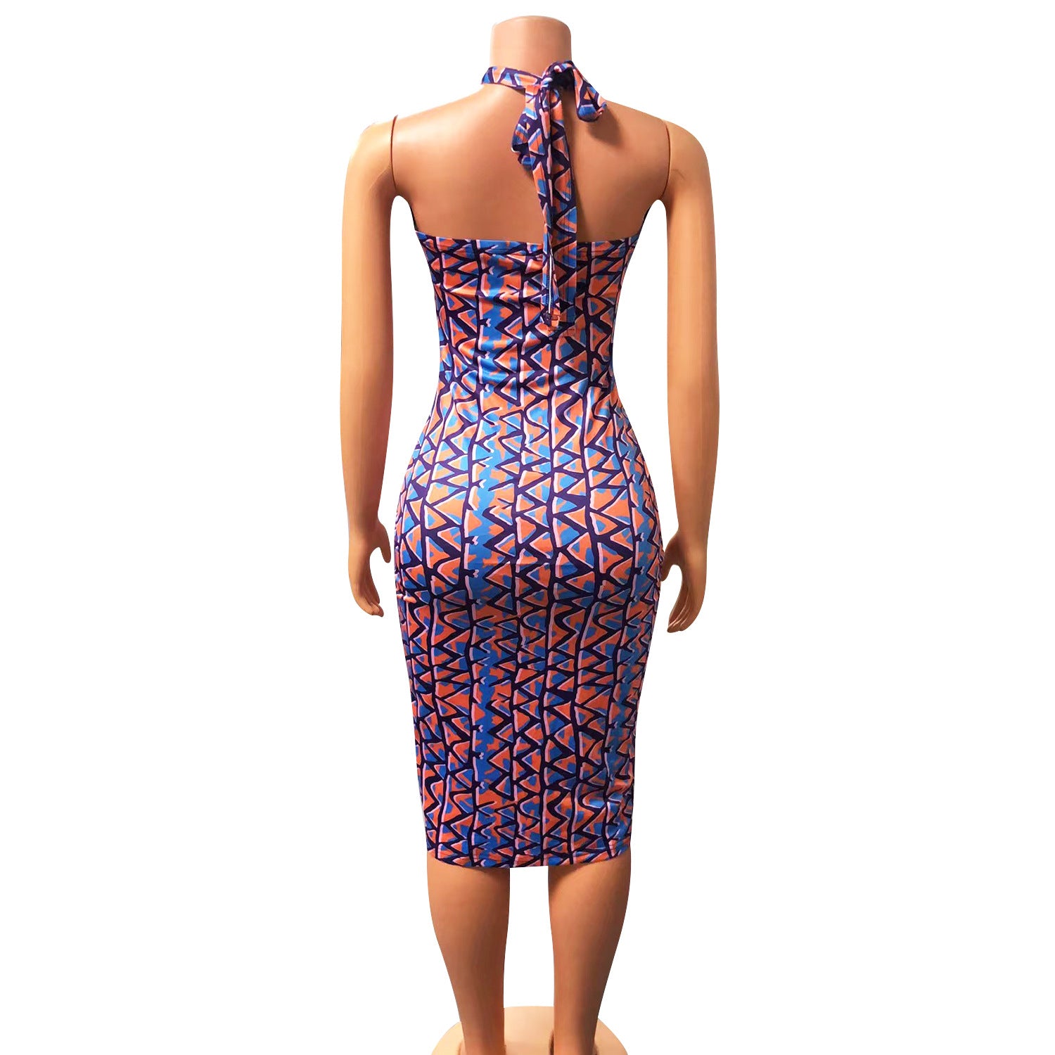 Summer Women's Sexy Tight Fitting Lace-Up Halter Midi Dress For Women 10