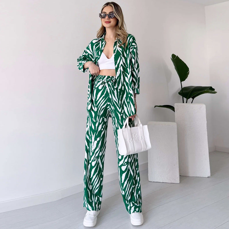 Women long-sleeved Top and long pants two-piece set 9