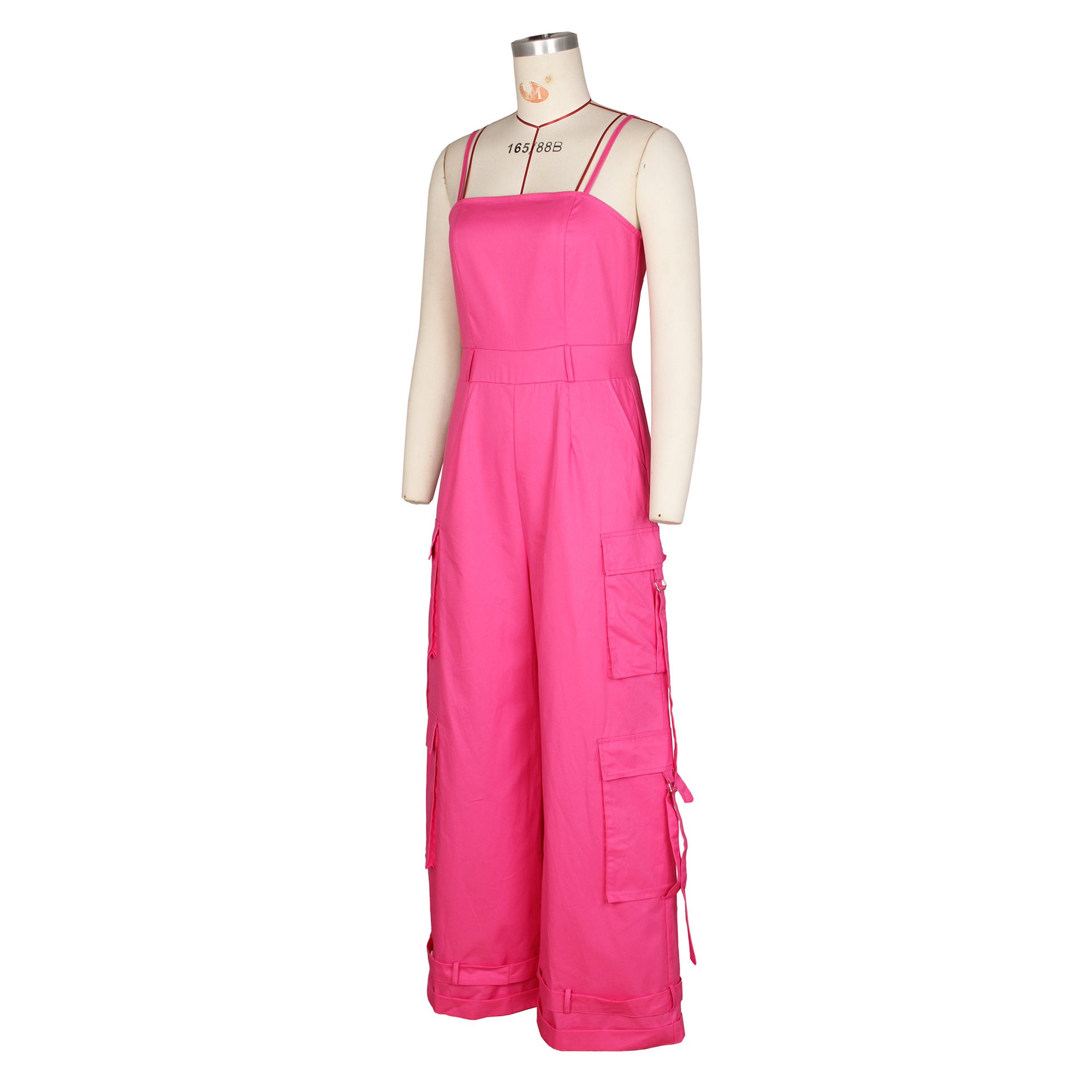 Women Sexy Strap Cargo Wide Leg Jumpsuit 17