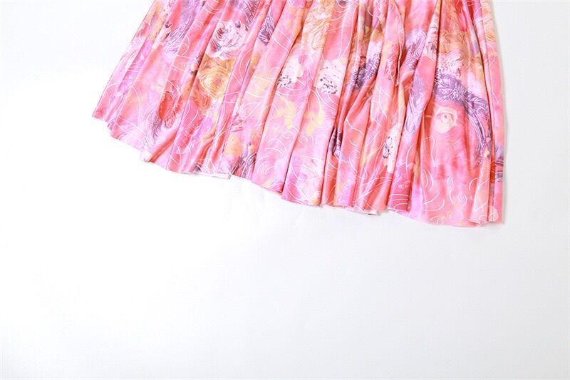 Women Strapless Printed Lace-Up Sexy Backless Dress 16