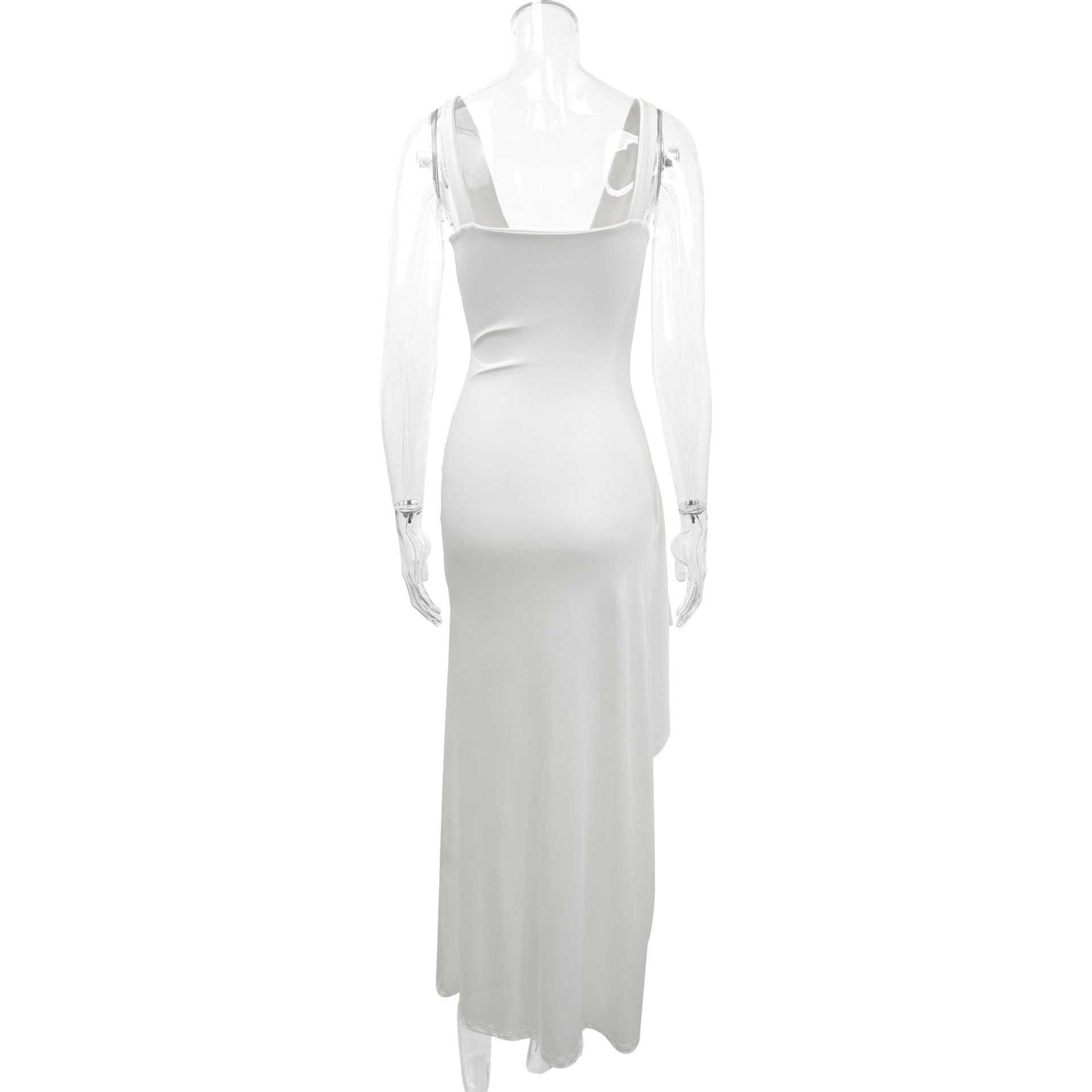 Women's sexy high slit deep V neck slim chic strap dress 8