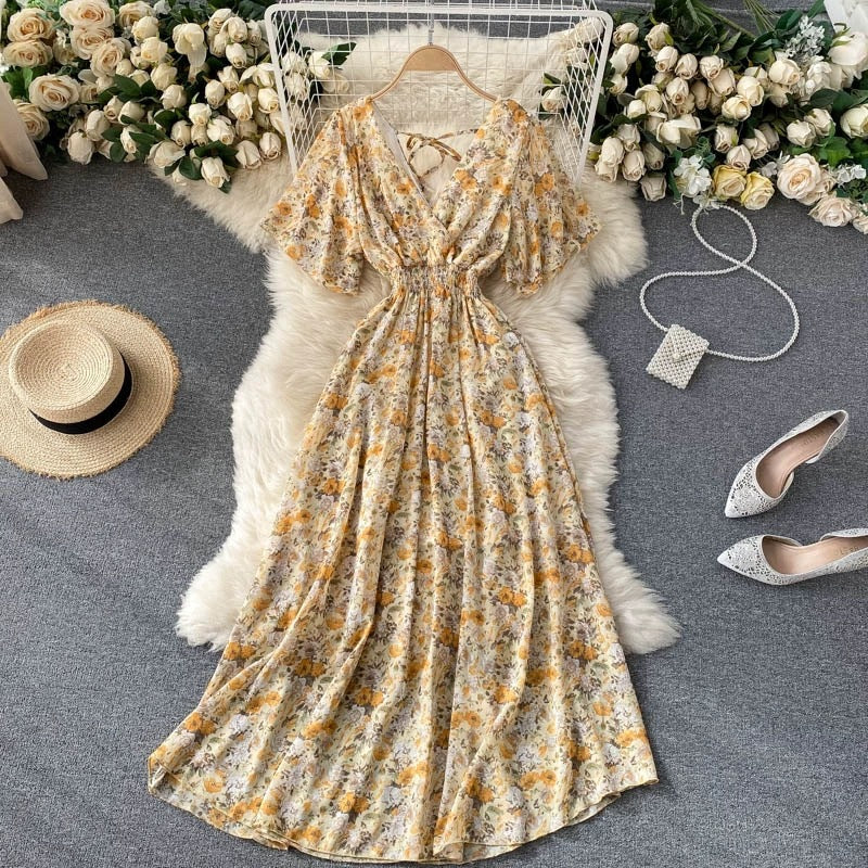 Women Summer Sexy V-Neck Beach Holidays Dress 17