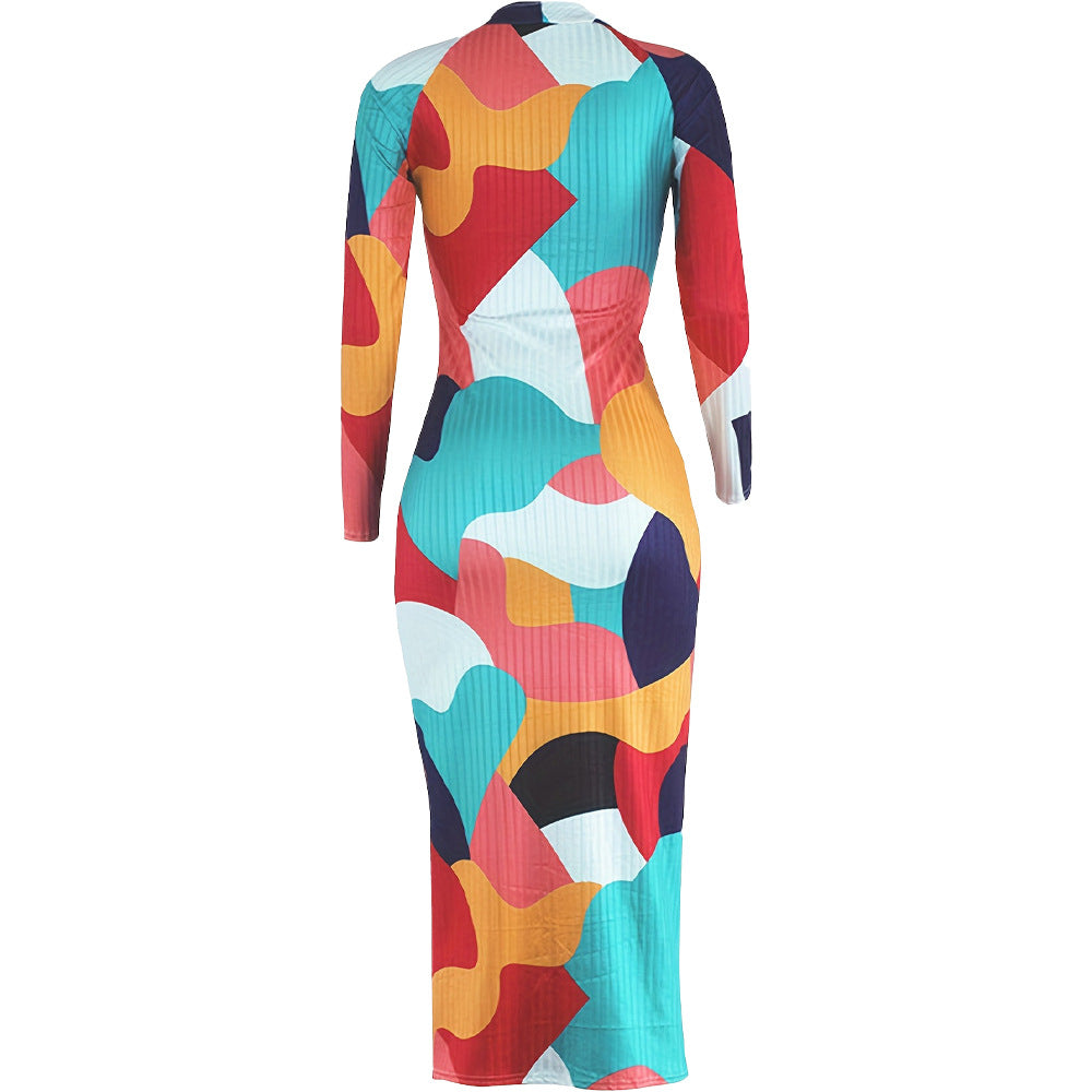 Women's Plus Size Printed Long Sleeve Dress 6