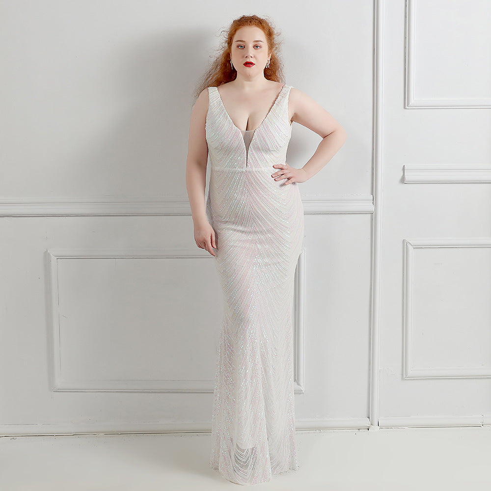 Plus Size Women Sequined Formal Party Maxi Mermaid Dress 12