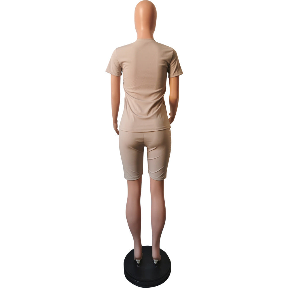 Summer fashionable solid color two-piece fashion casual shorts set 28