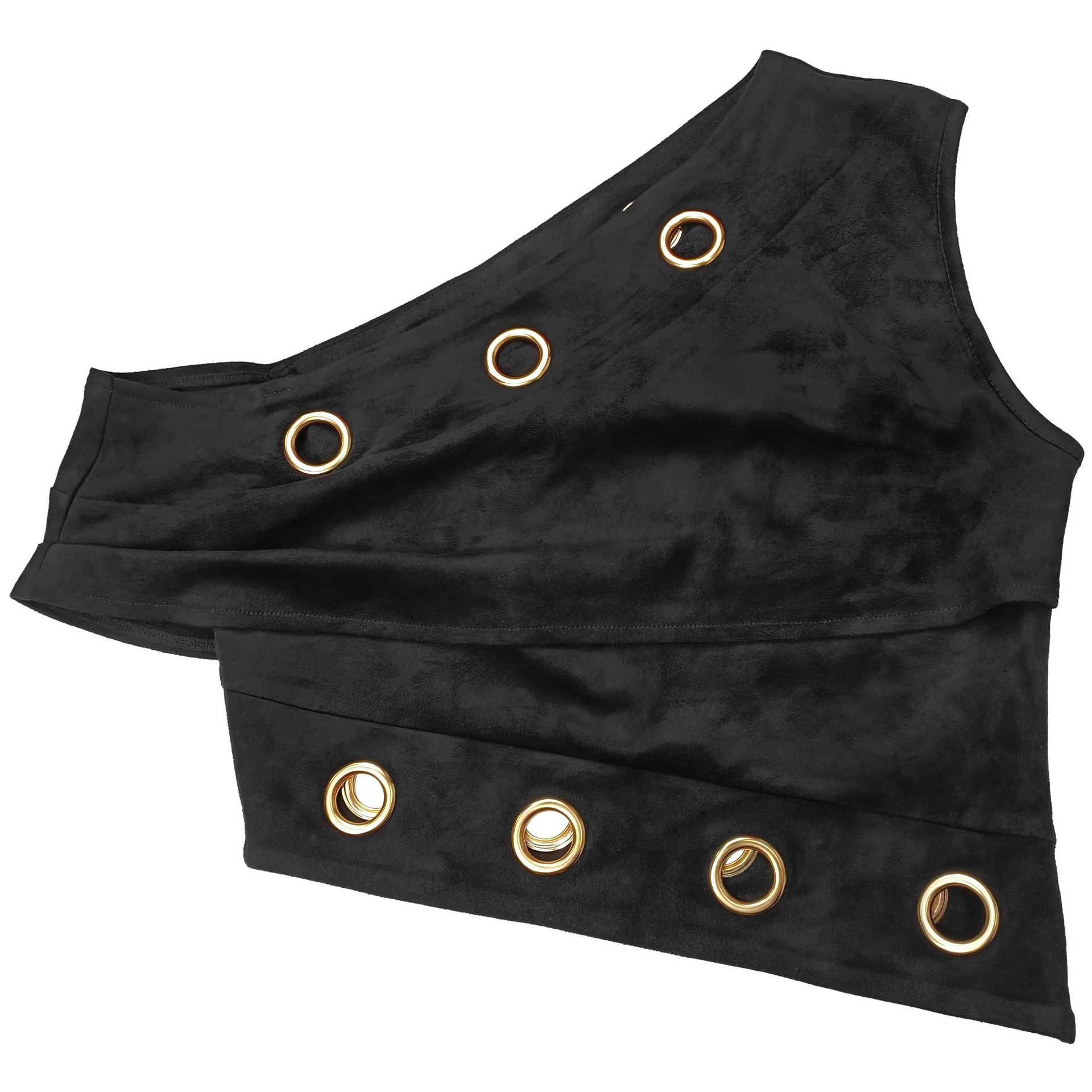 Fashion Women's Sexy Button Slash Shoulder Top Short Skirt Two-Piece Set 18