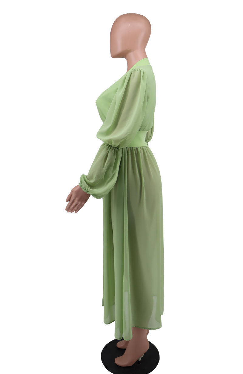 Women's Autumn Fashion Solid Color Long Sleeve Chic Dress 11