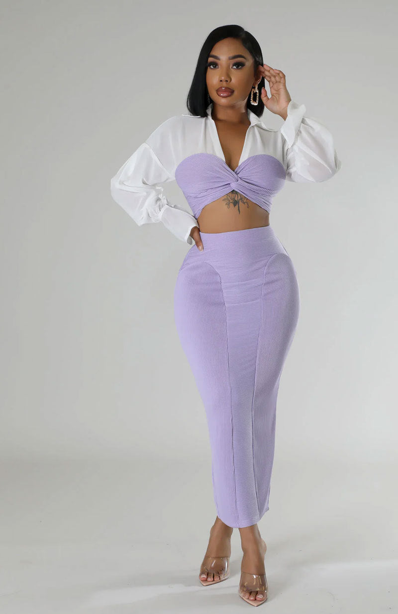 Fashionable Autumn Women Casual Long Sleeve Women's Two-Piece Skirt Set 3