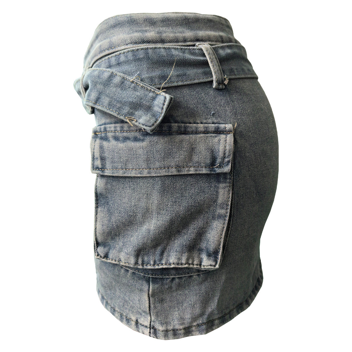 Washed Denim Pocket Belt Fashion Women Denim Shorts 8