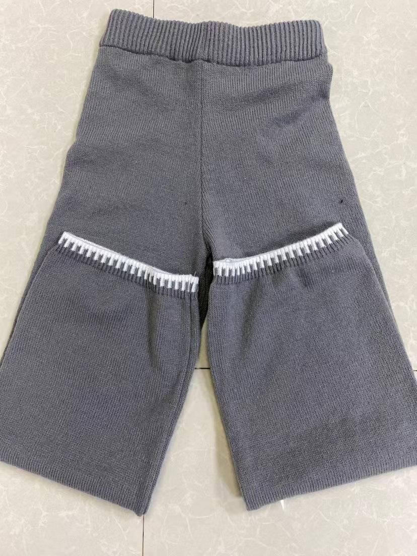 Autumn Winter Fashion Solid Color Sweater Pants Casual Loose Two-Piece Set 13