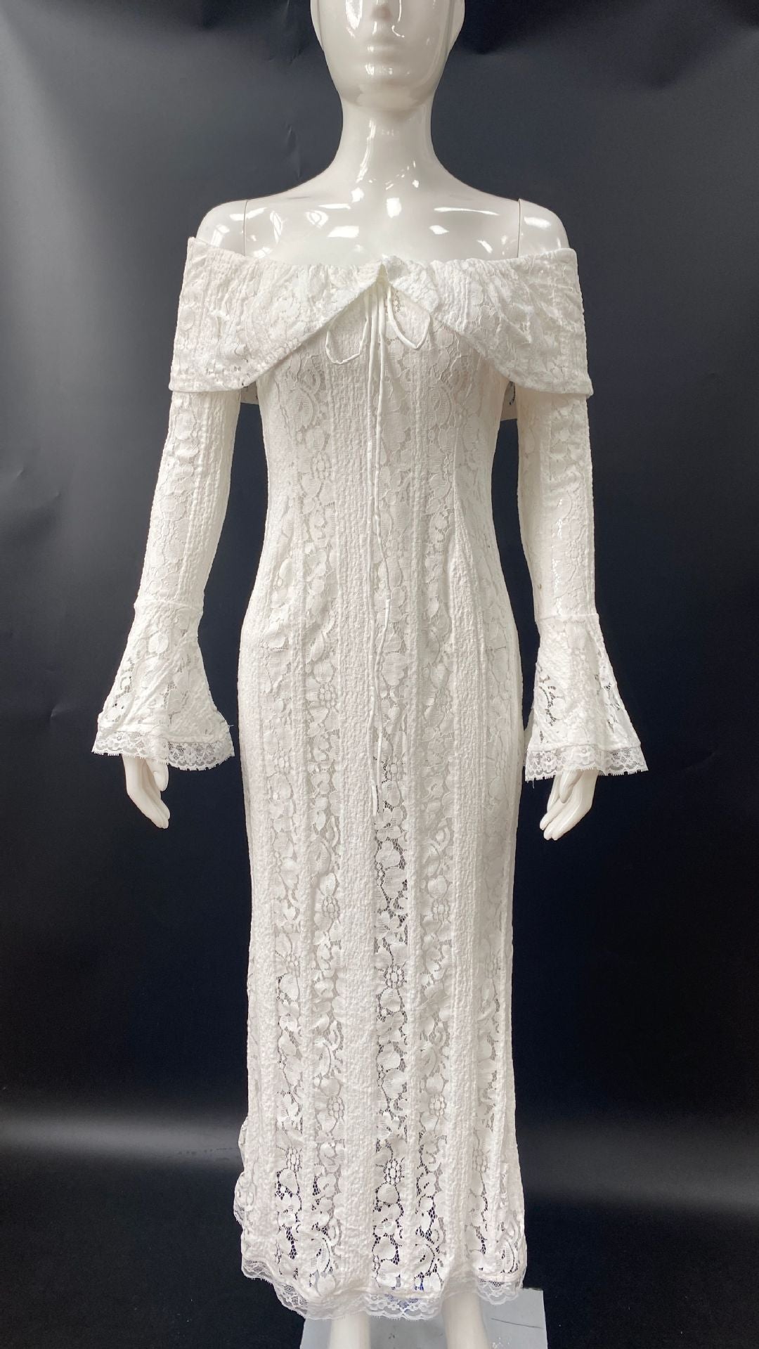 Women Sexy Off Shoulder Lace Strapless Dress 11