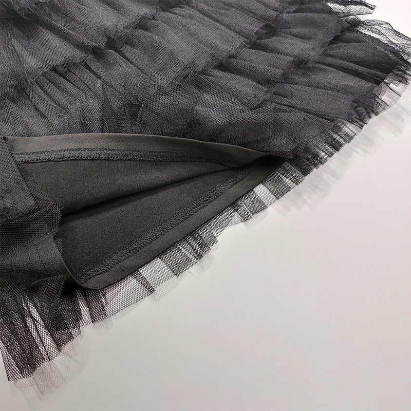 Women's High Neck Slim Waist sleeveless summer mesh patchwork short Dress 15