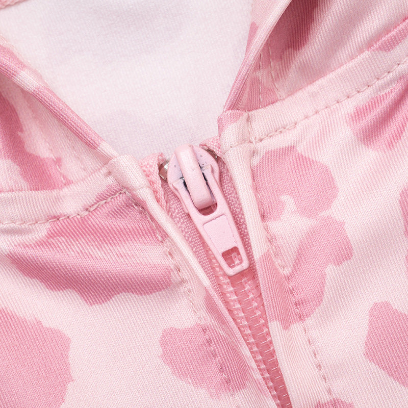 Women's Autumn Fashion Hooded Camouflage Print Long Sleeve Sports Slim Fit Casual Pants Set 22