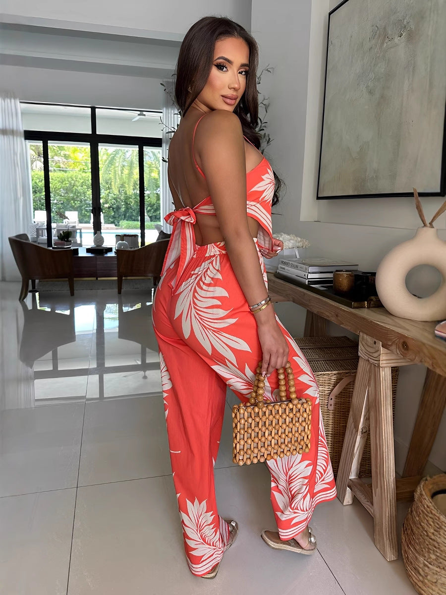 Women Bikini Printed Sexy Wrap Top and Pant Two-Piece Set 7