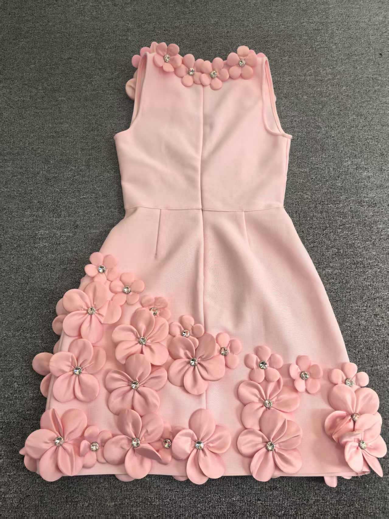 Women Beaded Sleeveless V Neck Bandage Dress 9