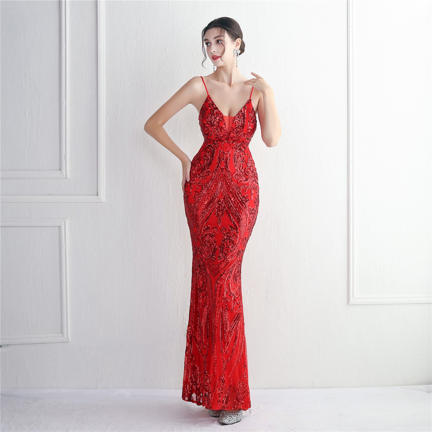 Plus Size Women Luxury Sequin Formal Party Evening Dress 12